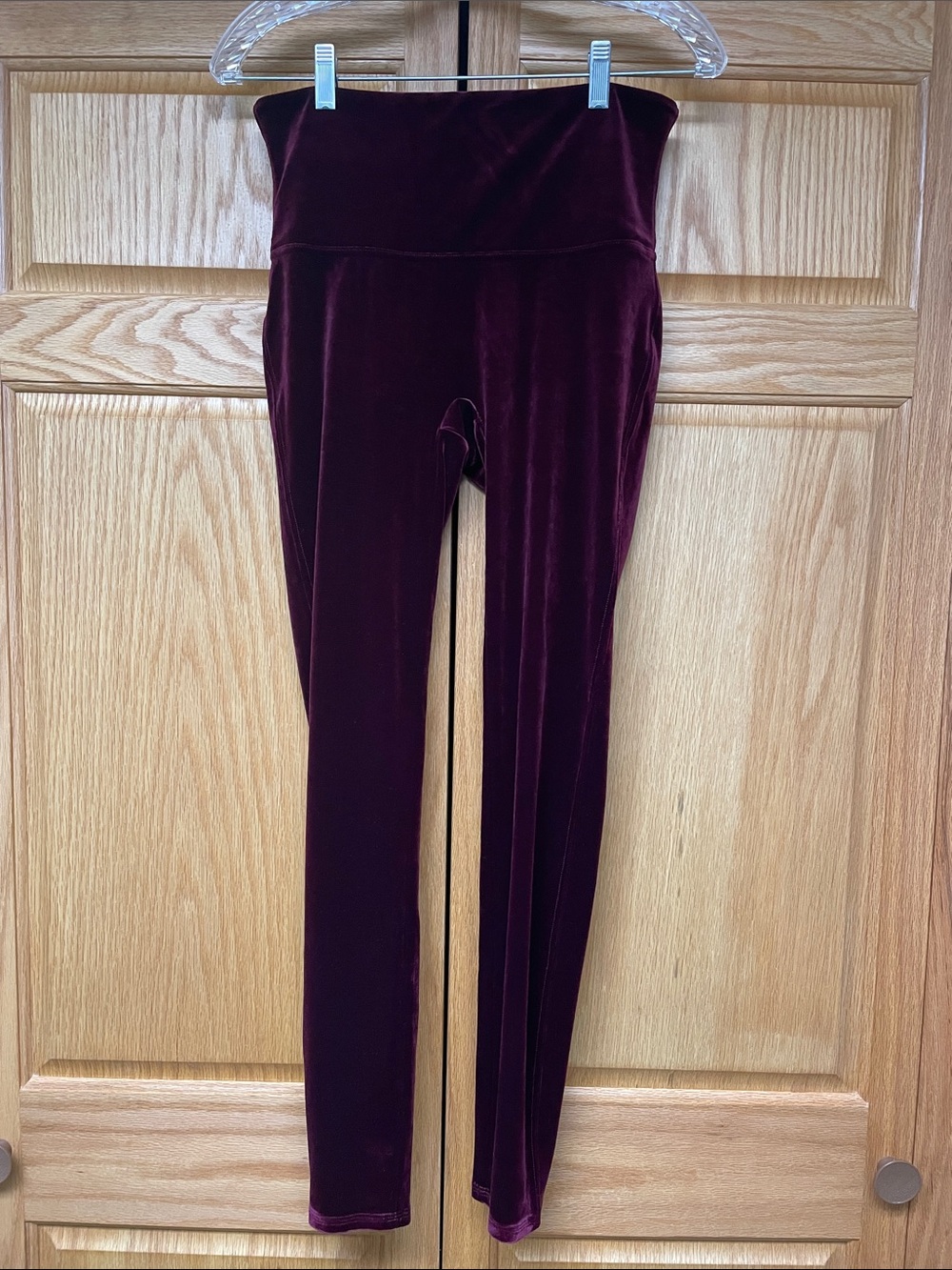SPANX Burgundy Velvet Leggings - Size Large